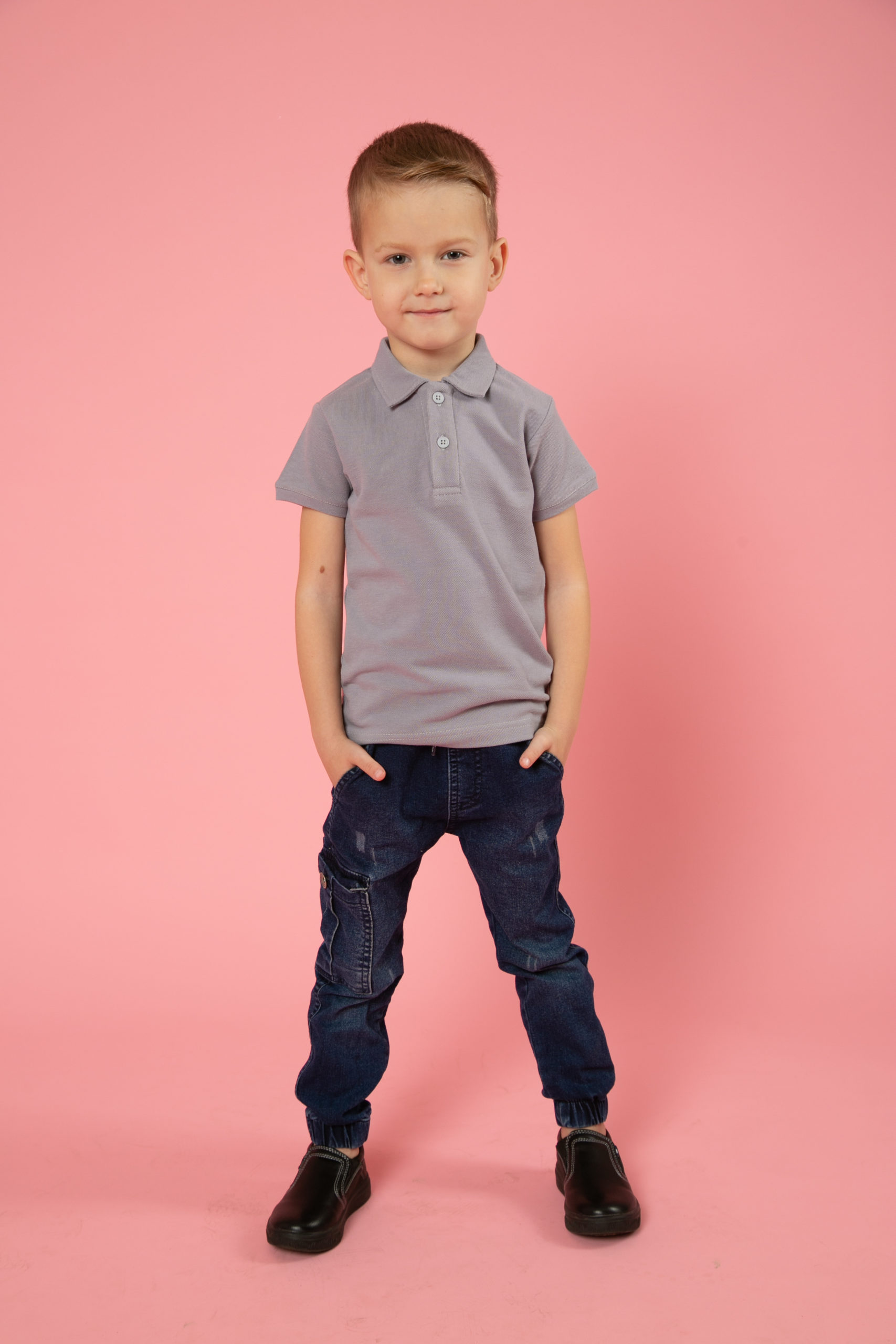 Сіра футболка поло дитяча STANDART