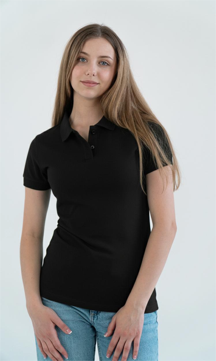 Чорна футболка поло жіноча CLASSIC 95/5