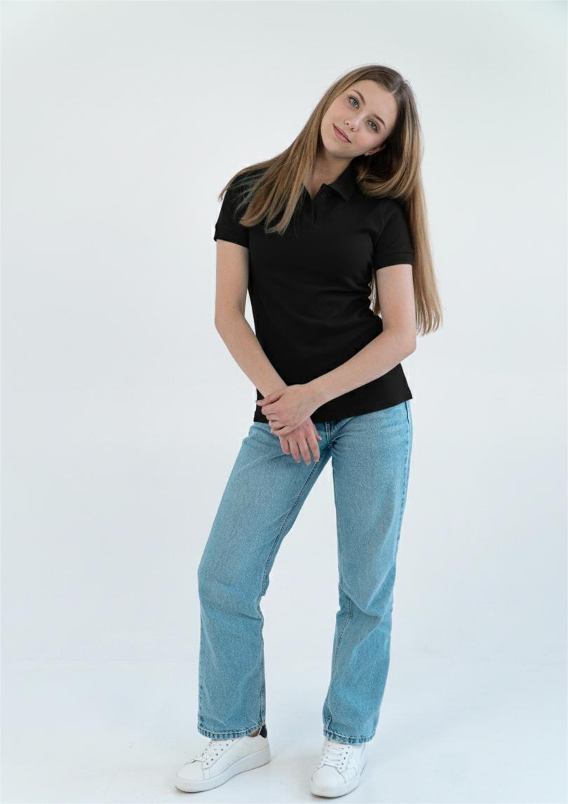 Чорна футболка поло жіноча CLASSIC 95/5