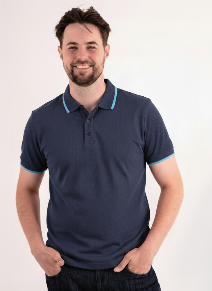 Індіго з блакитною смужкою футболка поло чоловіча CLASSIC