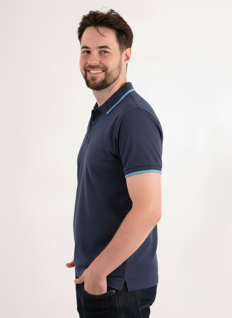 Індіго з блакитною смужкою футболка поло чоловіча CLASSIC