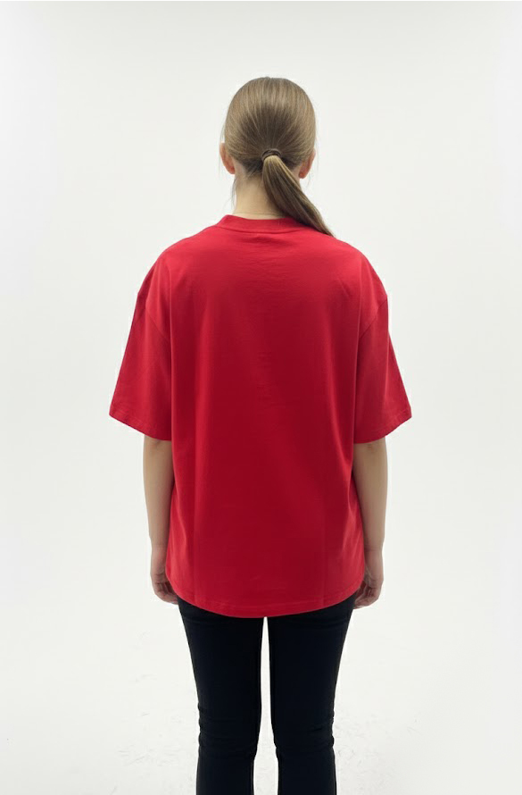 Червона футболка базова жіноча OVERSIZE