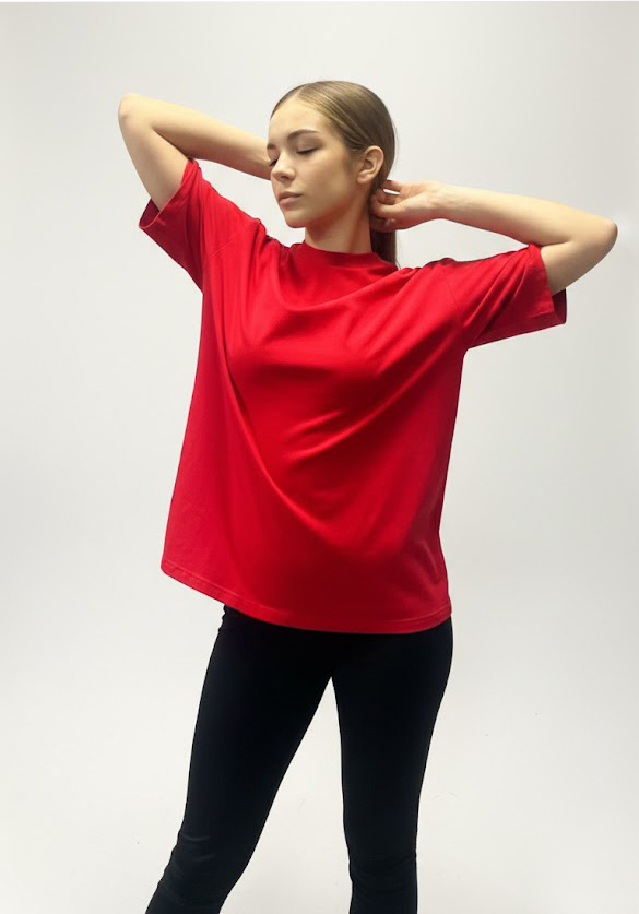 Червона футболка базова жіноча OVERSIZE