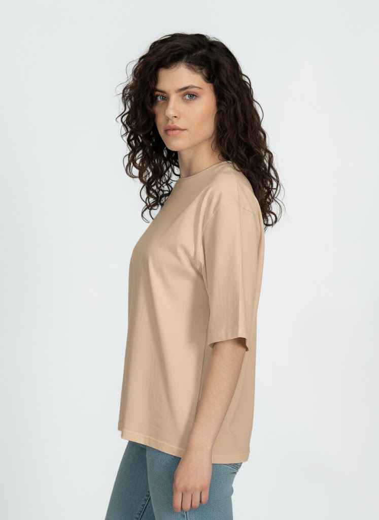 Бежева футболка базова з подовженим рукавом жіноча