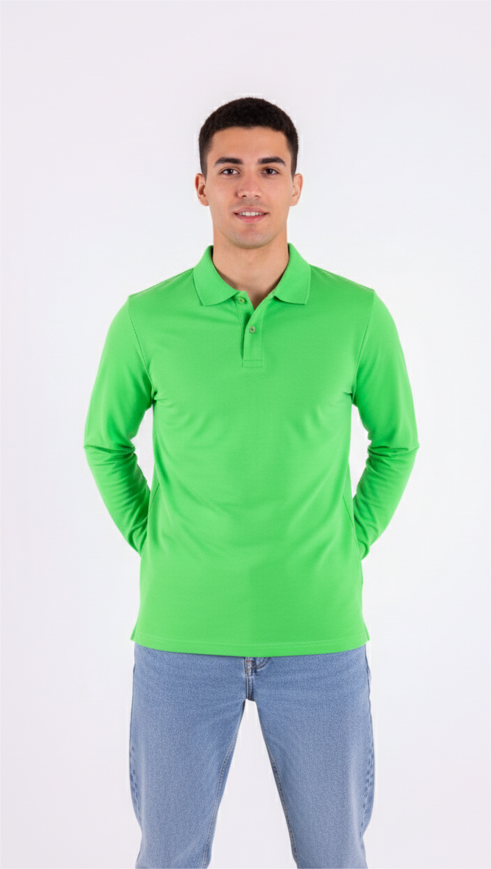 Салатове поло з довгим рукавом чоловіче STANDART