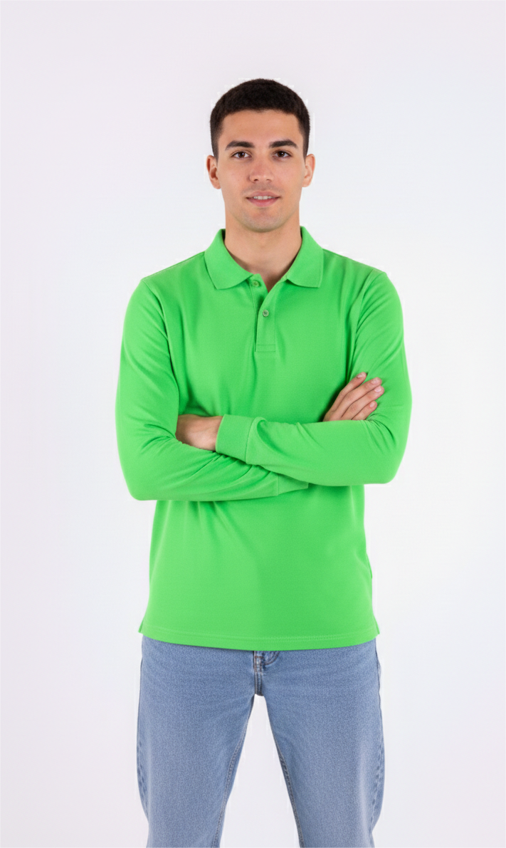 Салатове поло з довгим рукавом чоловіче STANDART
