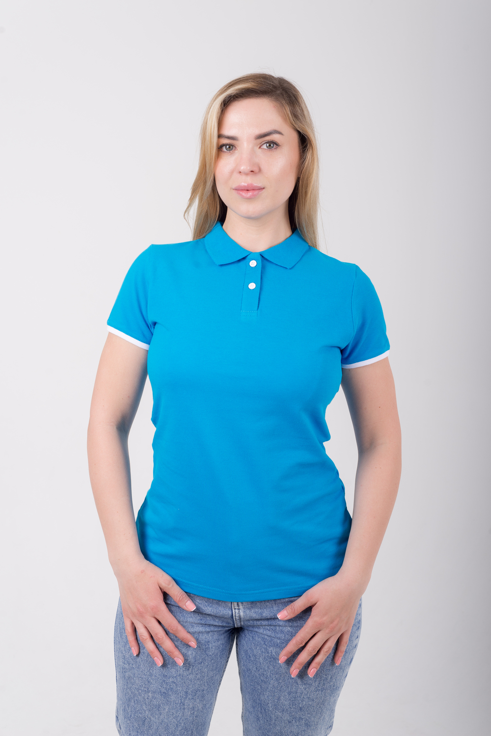 Бірюзова футболка поло жіноча STANDART