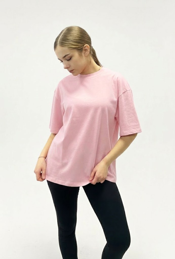 Рожева футболка базова жіноча OVERSIZE
