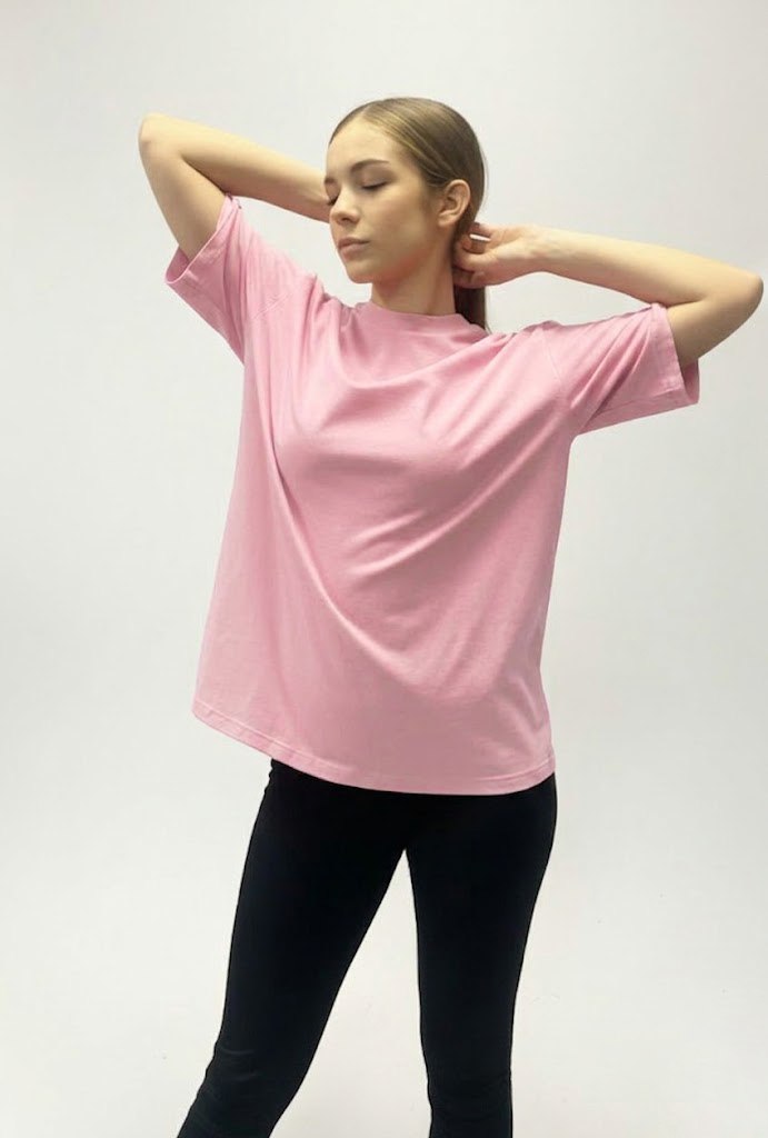 Рожева футболка базова жіноча OVERSIZE