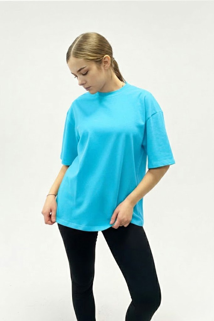 Небесна футболка базова жіноча OVERSIZE