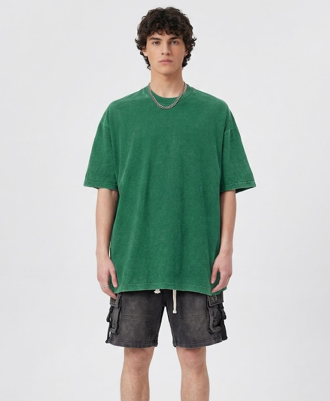 Зелена футболка чоловіча OVERSIZE варенка